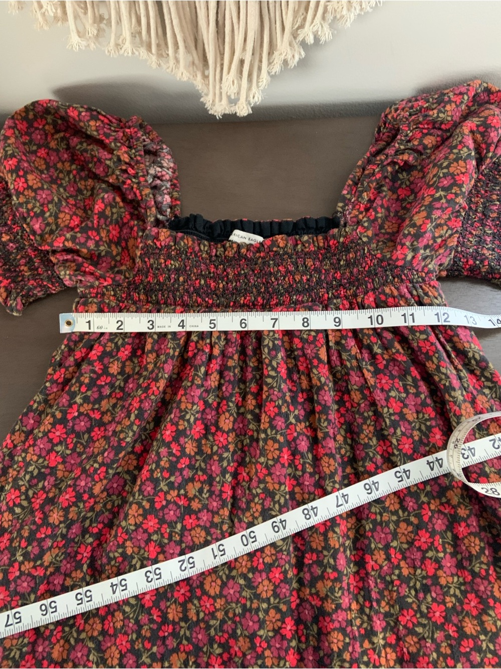AMERICAN EAGLE Women’s Floral Smocked Puff Sleeve Babydoll Dress XS - Picture 13 of 14